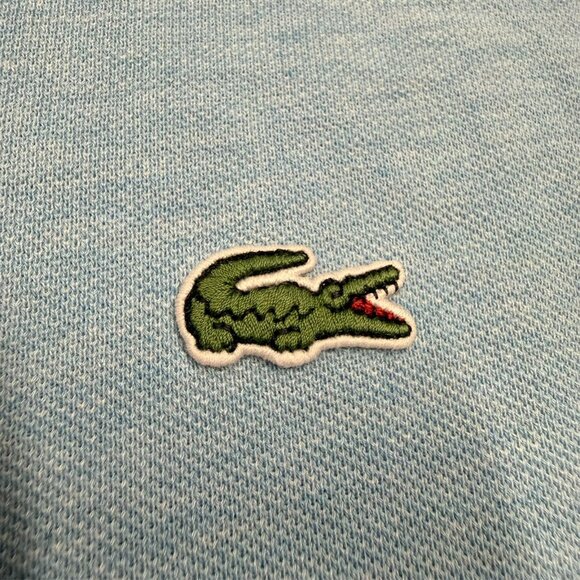 Lacoste Polo Shirt Mesh Cotton Short Sleeve Blue Made in Peru Classic Fit Large - Picture 7 of 8